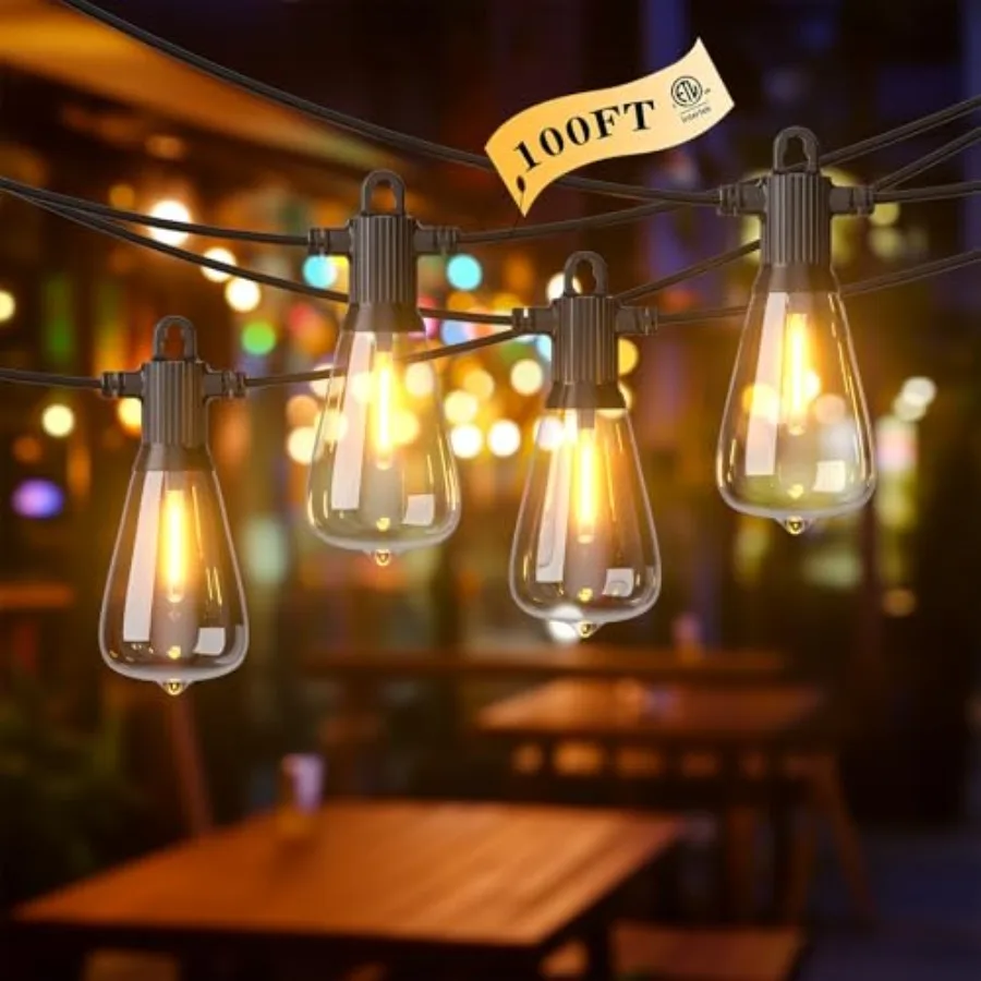 LED Outdoor String Lights, 100Feet Outside Waterproof Patio Lights with 50+3 Shatterproof ST38 Edison Bulbs, 2700K Warm White H
LED Outdoor String Lights, 100Feet Outside Waterproof Patio Lights with 50+3 Shatterproof ST38 Edison Bulbs, 2700K Warm White H