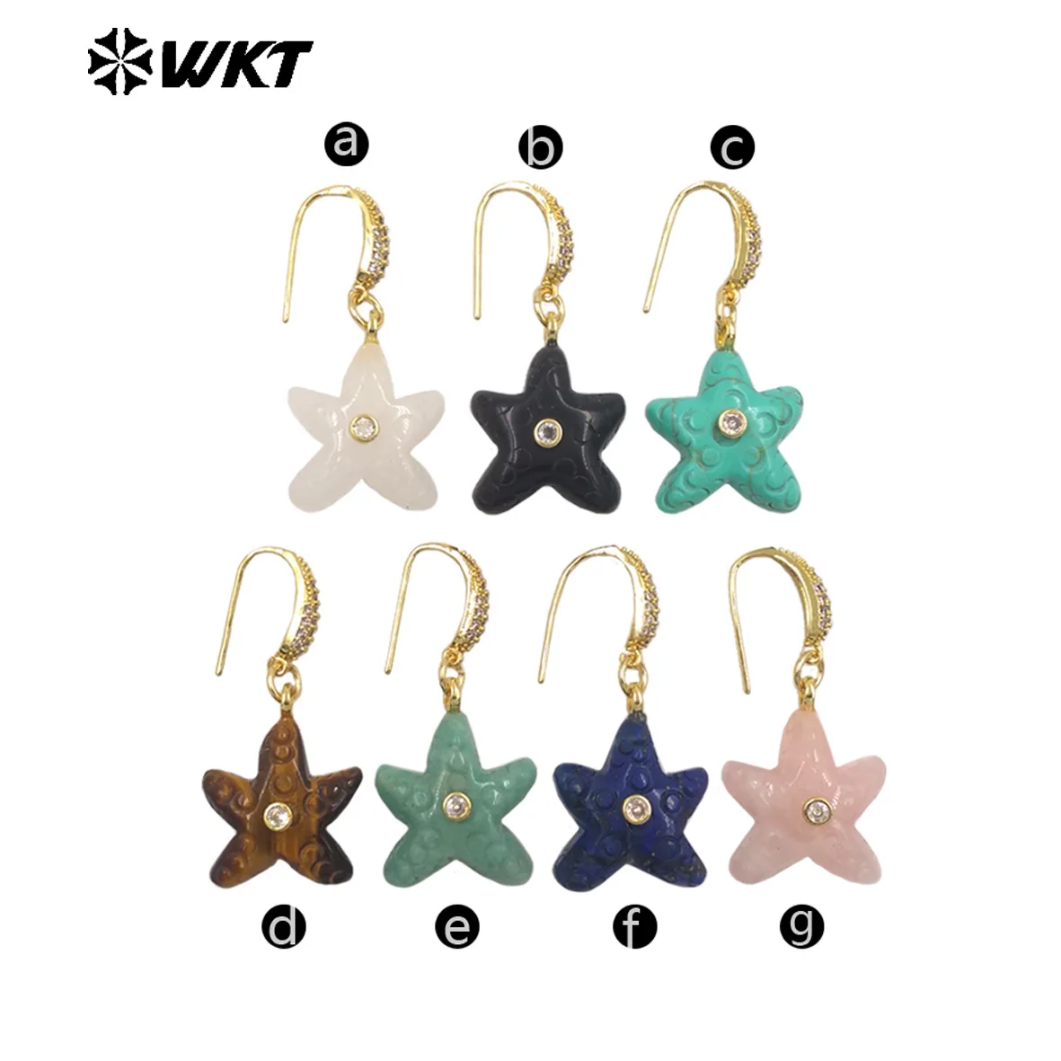 WT-E815 Interesting And Delicate Multiple Natural Gemstones Starfish Shape Gold Earrings As Girl Friends Jewelry Present
WT-E815 Interesting And Delicate Multiple Natural Gemstones Starfish Shape Gold Earrings As Girl Friends Jewelry Present