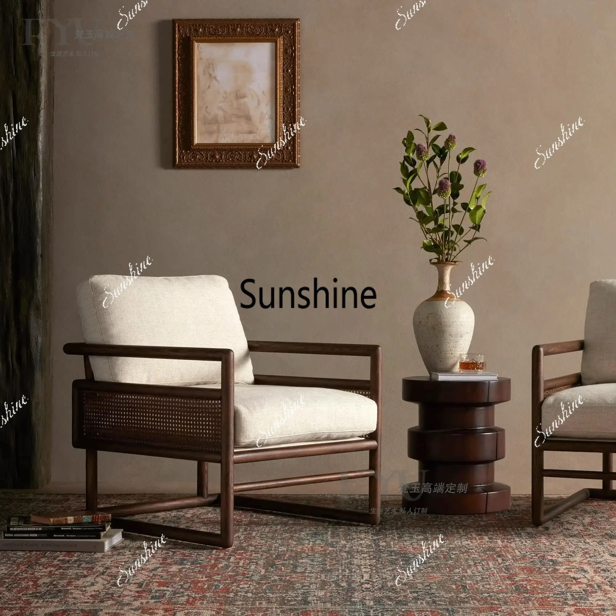 New Chinese solid wood rattan single sofa living room leisure back chair
New Chinese solid wood rattan single sofa living room leisure back chair