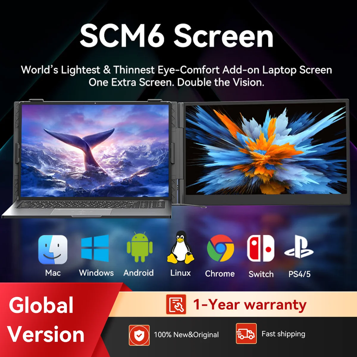 Blackview SCM6 Laptop Screen Extender, Ultra-Thin,14" FHD 1080P IPS Portable Laptop Monitor, for Windows/Mac/Android/Switch
Blackview SCM6 Laptop Screen Extender, Ultra-Thin,14" FHD 1080P IPS Portable Laptop Monitor, for Windows/Mac/Android/Switch