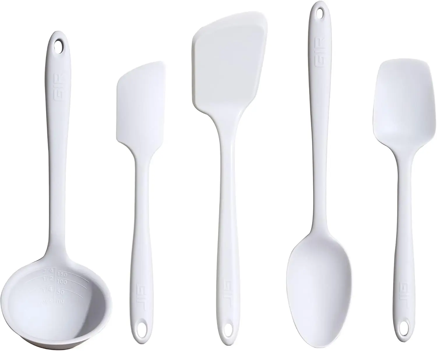 5-Piece Silicone Kitchen Utensil Set - Ladle, Spatula, Turner, Spoon & Spoonula - Heat Resistant to 425°F, Nonstick Safe, Easy Clean, Studio White
5-Piece Silicone Kitchen Utensil Set - Ladle, Spatula, Turner, Spoon & Spoonula - Heat Resistant to 425°F, Nonstick Safe, Easy Clean, Studio White