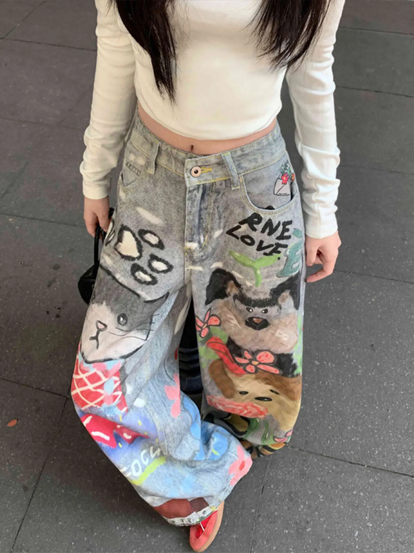 High Waist Wide Leg Jeans Women's Summer Fashionable Straight Cut Long Pants Cartoon Print Casual High Street Style
High Waist Wide Leg Jeans Women's Summer Fashionable Straight Cut Long Pants Cartoon Print Casual High Street Style