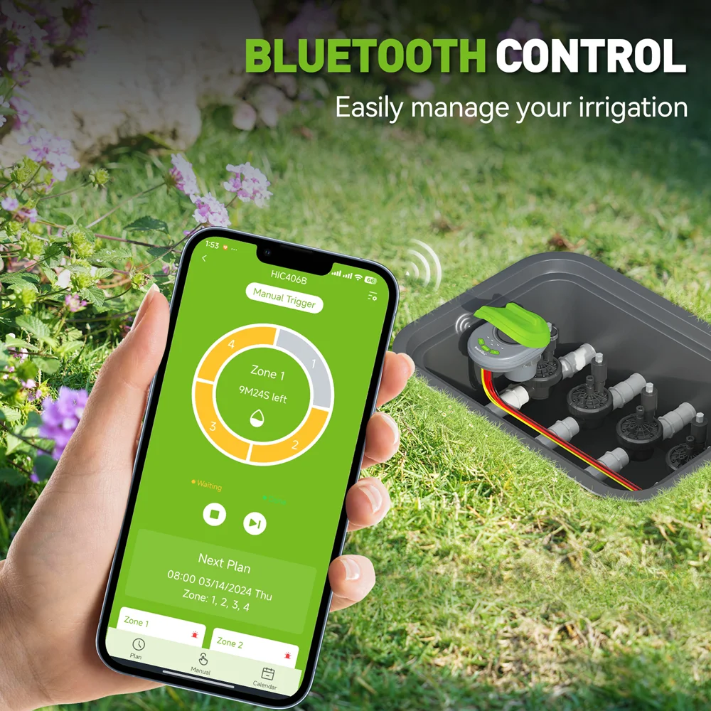 RainPoint 4-Zone Bluetooth Irrigation Controller Precision Water Management With 4 DC Valves Manual Watering System Schedules
RainPoint 4-Zone Bluetooth Irrigation Controller Precision Water Management With 4 DC Valves Manual Watering System Schedules