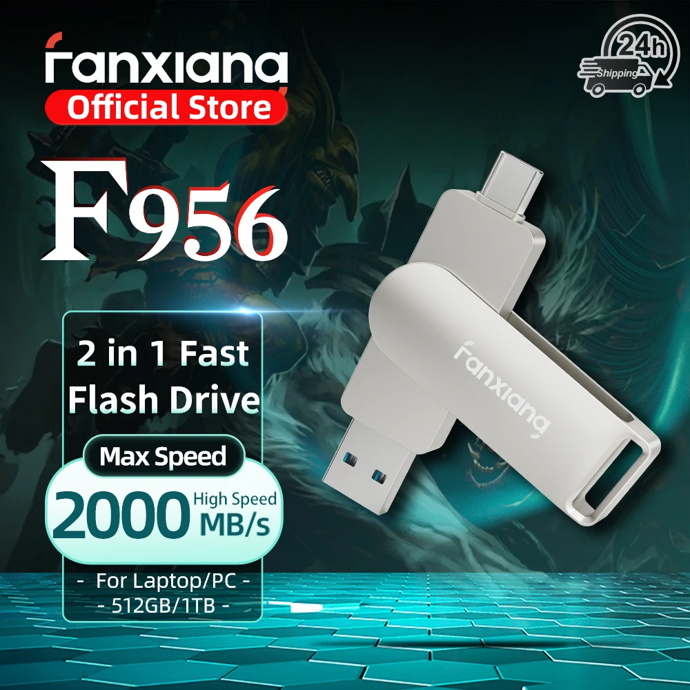 Fanxiang F956 USB 2000MB/s Portable Solid State Drives USB3.2 Gen2x2 512GB 1TB 2TB 2 in 1 High-speed Flash Drive For PC Phone
Fanxiang F956 USB 2000MB/s Portable Solid State Drives USB3.2 Gen2x2 512GB 1TB 2TB 2 in 1 High-speed Flash Drive For PC Phone