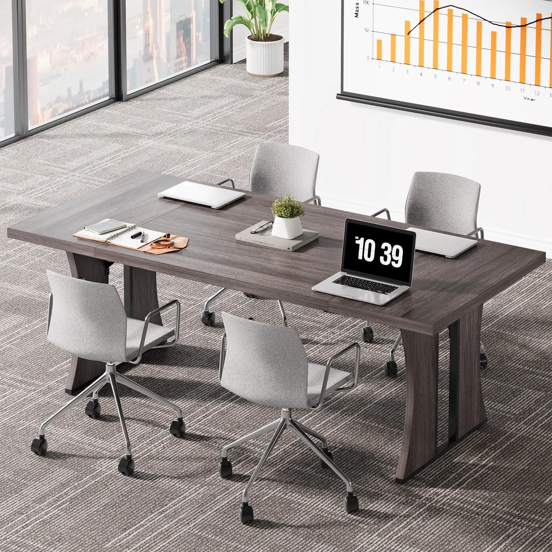 6FT Conference Table, 70.9 Inch Modern Rectangular Meeting Table for Office Conference Room, Gray Brown
6FT Conference Table, 70.9 Inch Modern Rectangular Meeting Table for Office Conference Room, Gray Brown