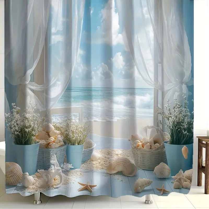 Шторка для ванной с пейзажем пляжа и океана, декор для ванной комнаты с морскими ракушками и морскими звездами, современный интерьер для дома
Шторка для ванной с пейзажем пляжа и океана, декор для ванной комнаты с морскими ракушками и морскими звездами, современный интерьер для дома