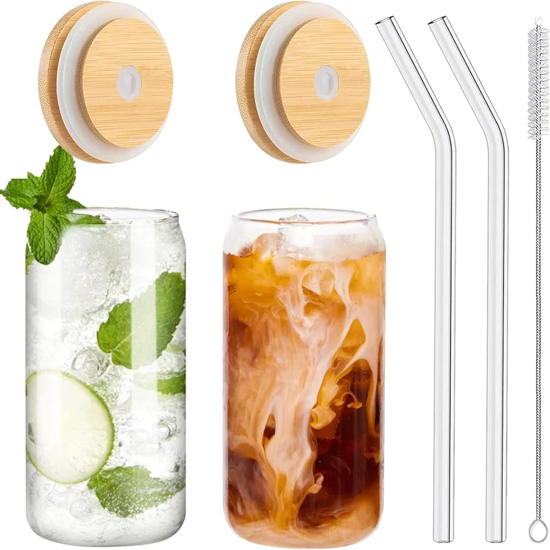 Drinking Glasses with Bamboo Lids and Glass Straw 2PCS Set, 16oz Glass Cups with Lids and Straws, Beer, Iced Coffee Glasses, Sod
Drinking Glasses with Bamboo Lids and Glass Straw 2PCS Set, 16oz Glass Cups with Lids and Straws, Beer, Iced Coffee Glasses, Sod