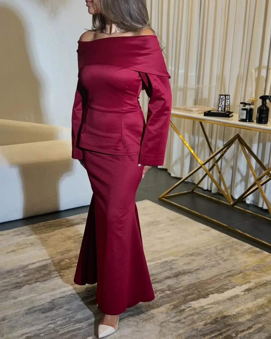 customized Elegant Long Sleeves Prom Dresses Off The Shoulder Pleated Ankle Length Party Dresses Evening Dresses
customized Elegant Long Sleeves Prom Dresses Off The Shoulder Pleated Ankle Length Party Dresses Evening Dresses