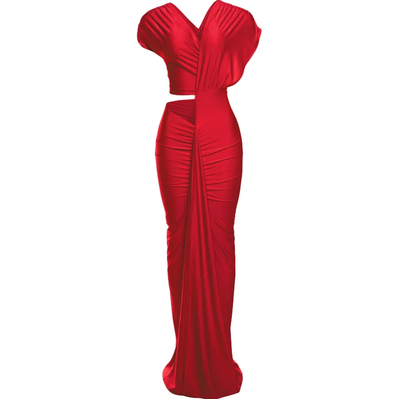 Irregular Hollow Dress Women Ruched Diagonal Collar Shorts Sleeve Waistless Slits Street Trend Temperament Long Bodycon
Irregular Hollow Dress Women Ruched Diagonal Collar Shorts Sleeve Waistless Slits Street Trend Temperament Long Bodycon