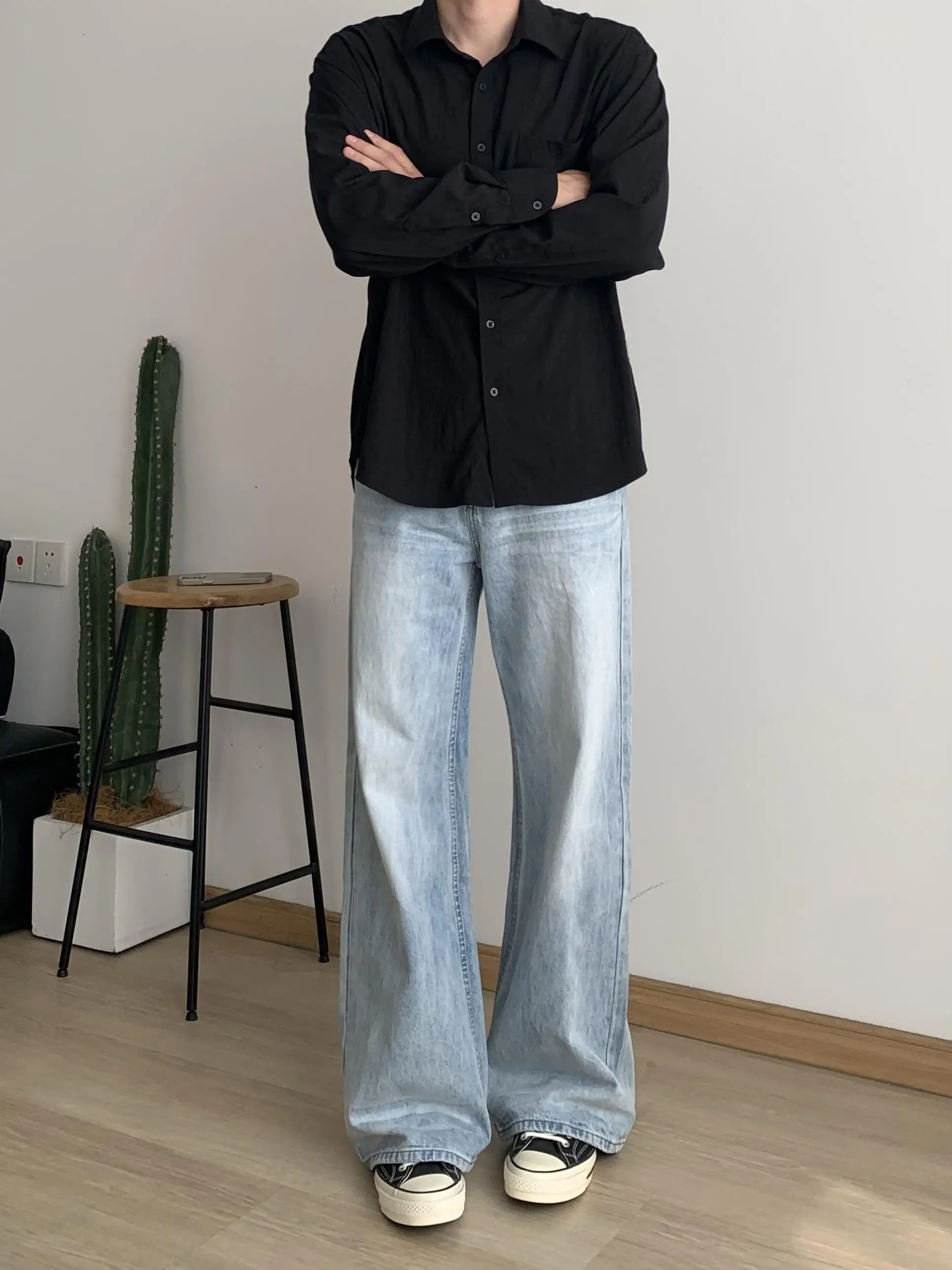 Cleanfit American High Street Vintage Washed Blue Jeans Men Loose Straight Leg Wide Pants Casual Straight Footwear
Cleanfit American High Street Vintage Washed Blue Jeans Men Loose Straight Leg Wide Pants Casual Straight Footwear