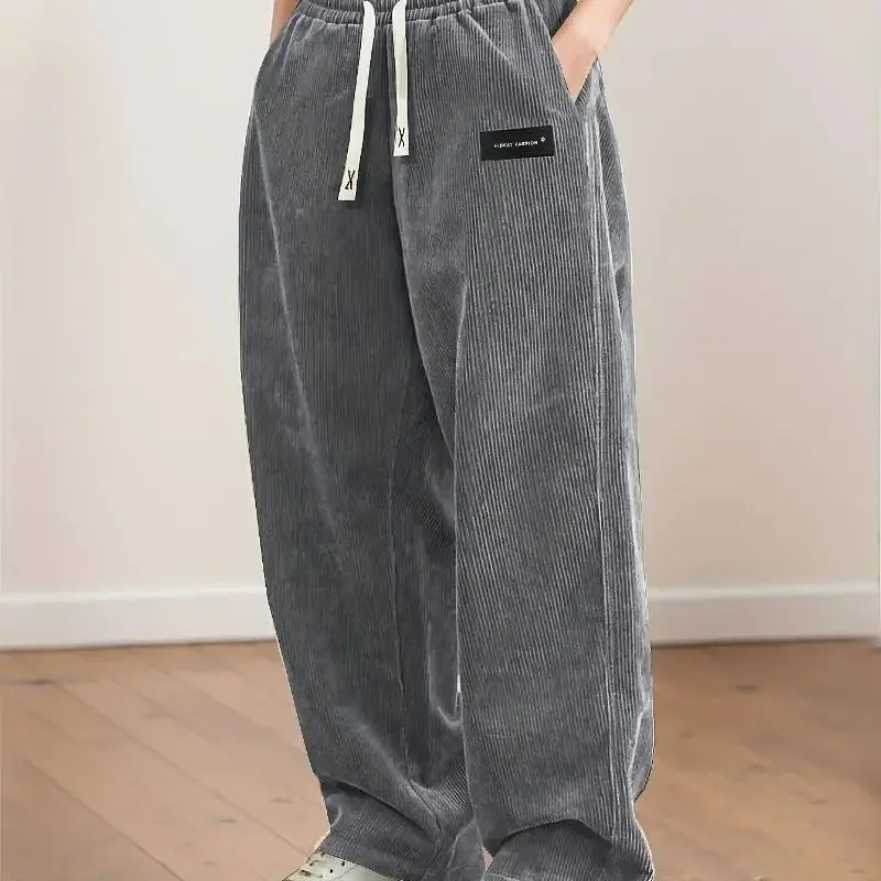 Unisex Corduroy Pants Texture Straight-Leg Trousers with Drawstring Waist & White Piping - All-Season Casual to Semi-Formal
Unisex Corduroy Pants Texture Straight-Leg Trousers with Drawstring Waist & White Piping - All-Season Casual to Semi-Formal