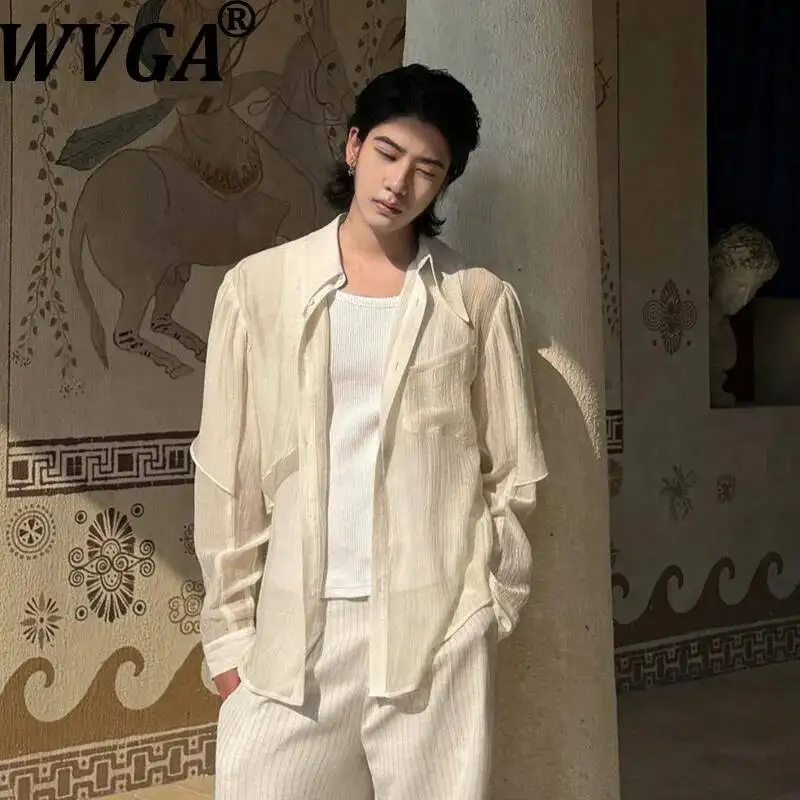 WVGA Summer New Men Solid Color Irregular Ruched Drop-Shoulder Puff Sleeved SunProof Long Sleeved Shirt Niche Casual Tops W25025
WVGA Summer New Men Solid Color Irregular Ruched Drop-Shoulder Puff Sleeved SunProof Long Sleeved Shirt Niche Casual Tops W25025
