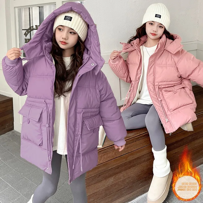 Зимняя куртка для девочек на меховой подкладке, утепленная, с капюшоном, в корейском стиле, свободного кроя, длинная, на молнии, цветная
Зимняя куртка для девочек на меховой подкладке, утепленная, с капюшоном, в корейском стиле, свободного кроя, длинная, на молнии, цветная