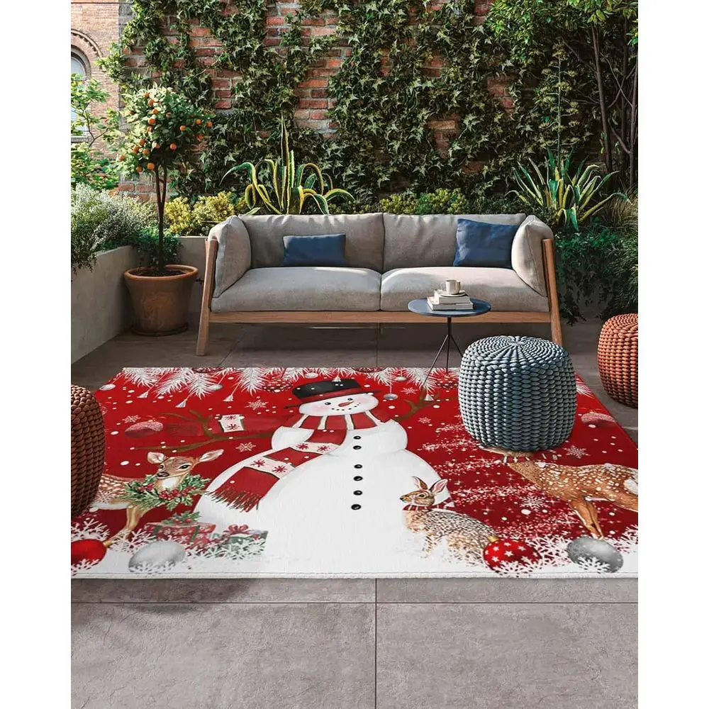5x8ft Winter Snowman & Elk Outdoor Patio Rug - Red Pine Balls Design for Deck, Backyard, Porch
5x8ft Winter Snowman & Elk Outdoor Patio Rug - Red Pine Balls Design for Deck, Backyard, Porch