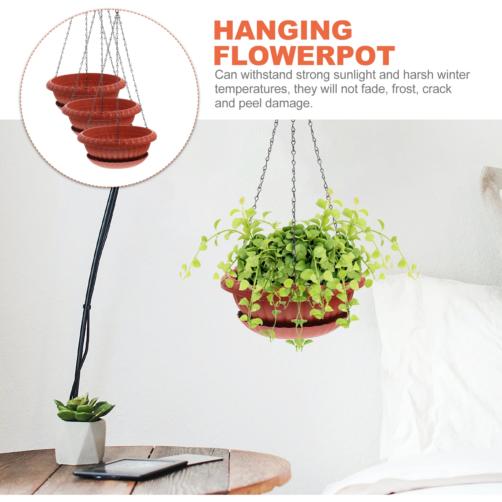 3 set Stylish Hanging Flower Pots Set Indoor Outdoor Planters Gardening Pots
3 set Stylish Hanging Flower Pots Set Indoor Outdoor Planters Gardening Pots