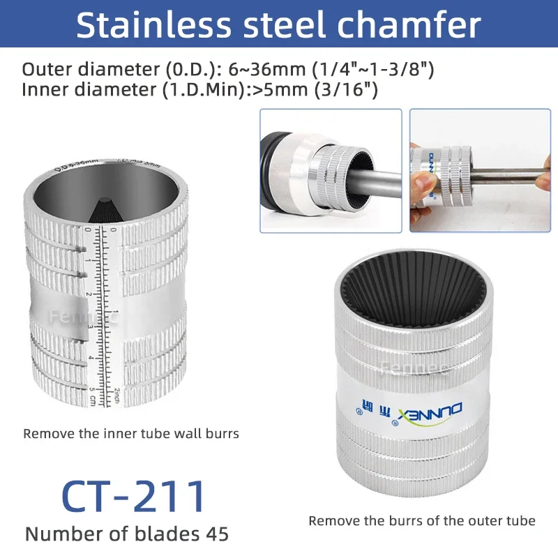 1pc Pipe Deburring Reamer Professional Inner-Outer Reamer Stainless Steel Pipe Deburring Tool Chamfer Tool 1/4in-1 3/8in CT-211
1pc Pipe Deburring Reamer Professional Inner-Outer Reamer Stainless Steel Pipe Deburring Tool Chamfer Tool 1/4in-1 3/8in CT-211