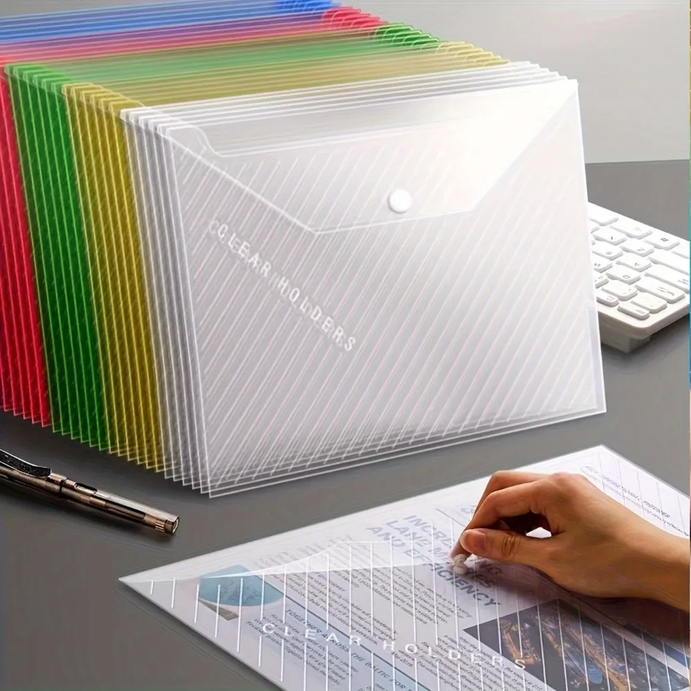 20-Pack A4 Snap Button File Folders in Random Colors, for Exam Paper Storage, School Supplies & Office Document Organization
20-Pack A4 Snap Button File Folders in Random Colors, for Exam Paper Storage, School Supplies & Office Document Organization