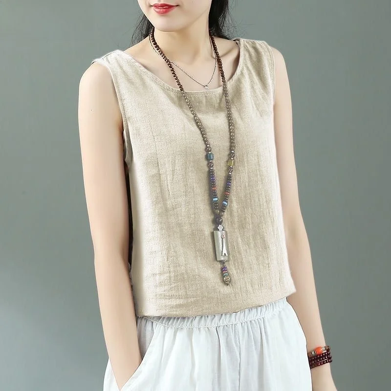 Tagkita Linen Cotton Sleeveless Vest Inner Wear Breathable Cool Feeling Standard Fit round Neck Pure Color Summer Top
Tagkita Linen Cotton Sleeveless Vest Inner Wear Breathable Cool Feeling Standard Fit round Neck Pure Color Summer Top