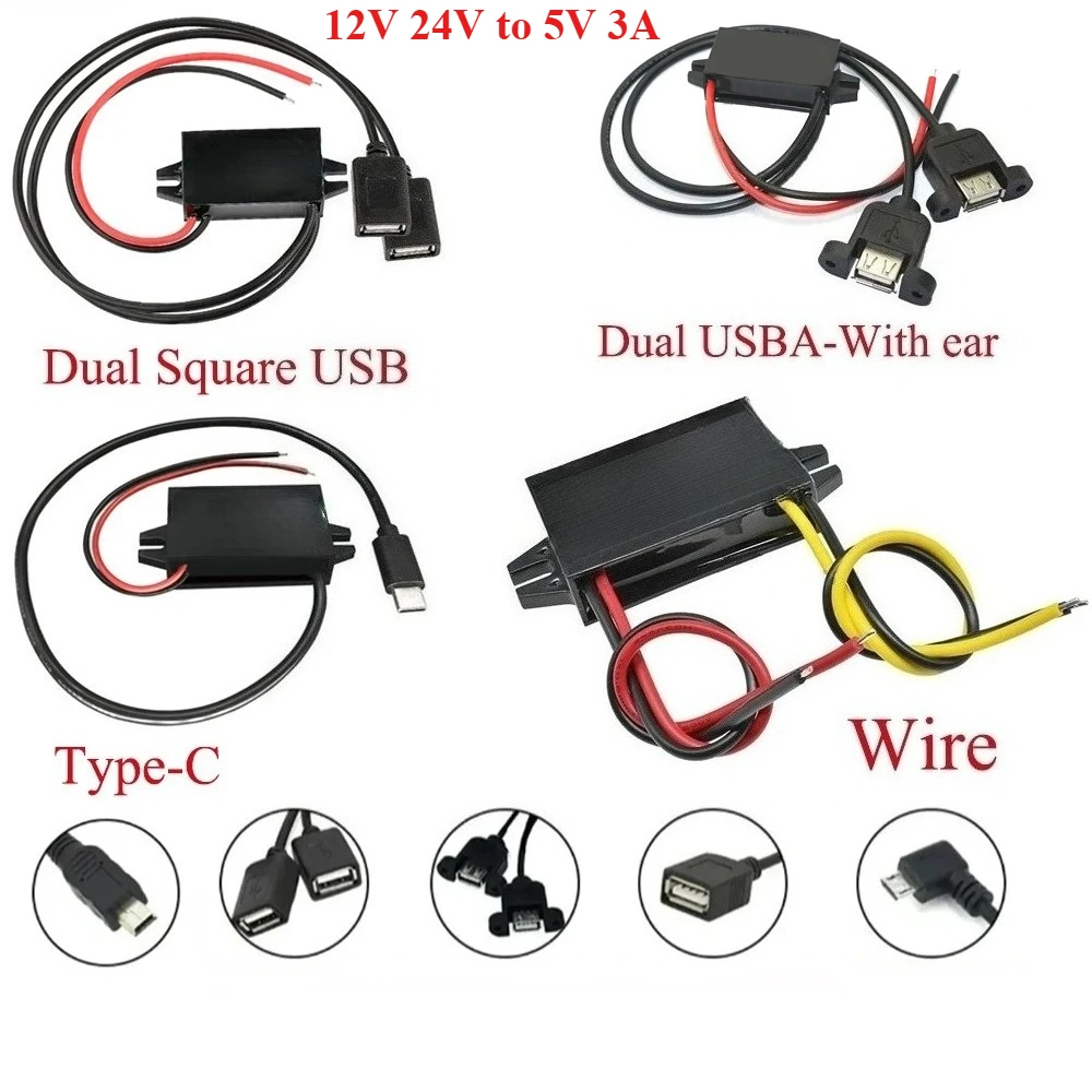 12V24V to 5V 3A 5A 15W25W Buck DC-DC Step Down Converter Power Supply Module Mini USB Micro USB Male Female Type-C Adapter good
12V24V to 5V 3A 5A 15W25W Buck DC-DC Step Down Converter Power Supply Module Mini USB Micro USB Male Female Type-C Adapter good