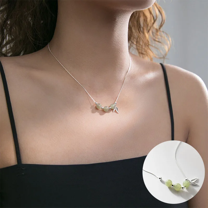 100% 925 Sterling Silver Jade Geometric Necklace for Women Girl Simple Bamboo Leaf Design Jewelry Party Gift Dropshipping
100% 925 Sterling Silver Jade Geometric Necklace for Women Girl Simple Bamboo Leaf Design Jewelry Party Gift Dropshipping