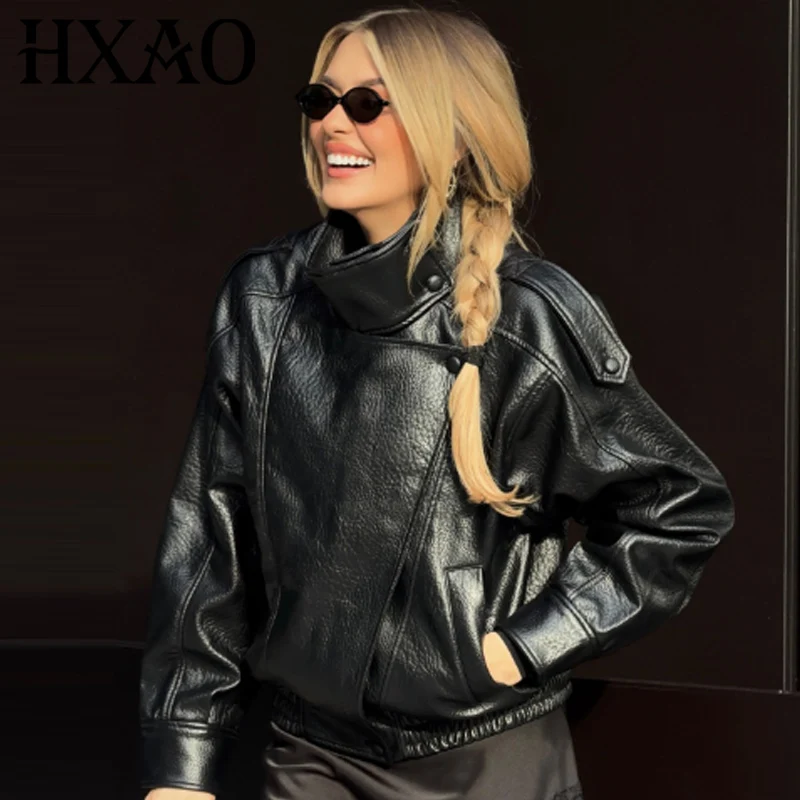 New Arrival Women's Bomber Jacket Leather Black Jackets Cropped Oversize Outerwears Zip-Up Long Sleeve Coats Outdoor Jacket
New Arrival Women's Bomber Jacket Leather Black Jackets Cropped Oversize Outerwears Zip-Up Long Sleeve Coats Outdoor Jacket