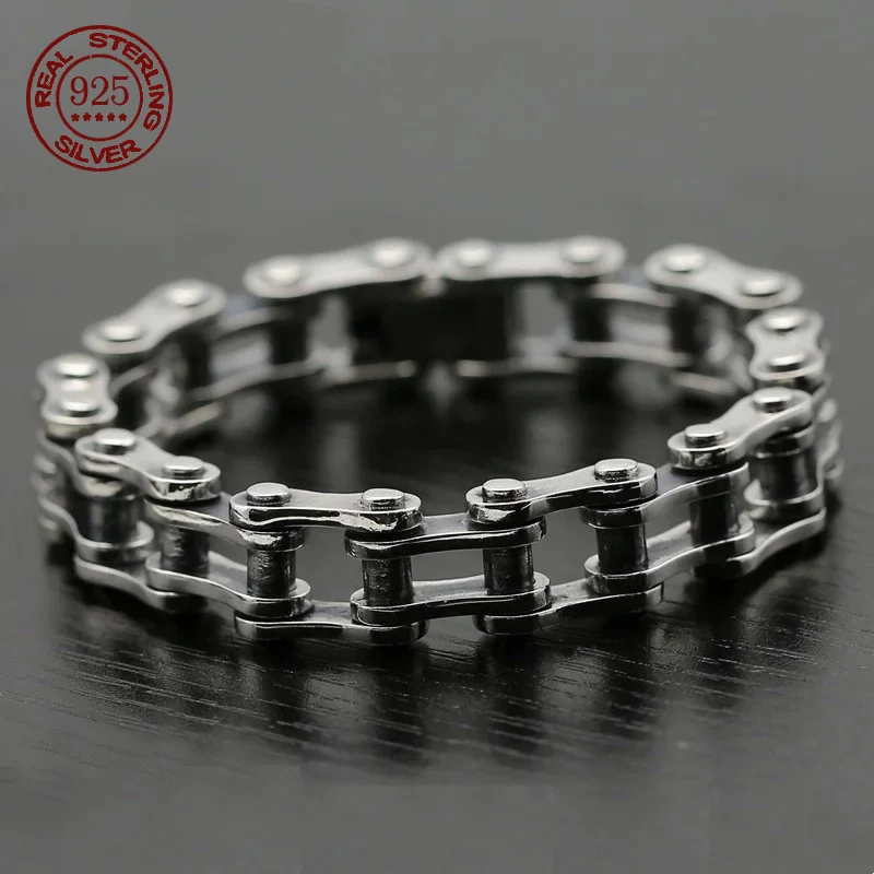 Real S925 sterling silver bike chain 10mm vintage men's bracelet Fashion Creative Punk style motorcycle chain bracelet
Real S925 sterling silver bike chain 10mm vintage men's bracelet Fashion Creative Punk style motorcycle chain bracelet