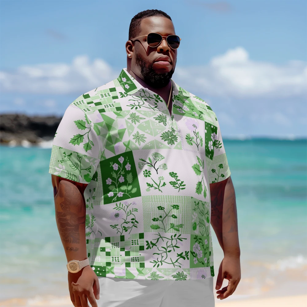 1 men's plus size polo shirt with summer light green fresh flower print casual lapel button suitable for shopping and golf
1 men's plus size polo shirt with summer light green fresh flower print casual lapel button suitable for shopping and golf