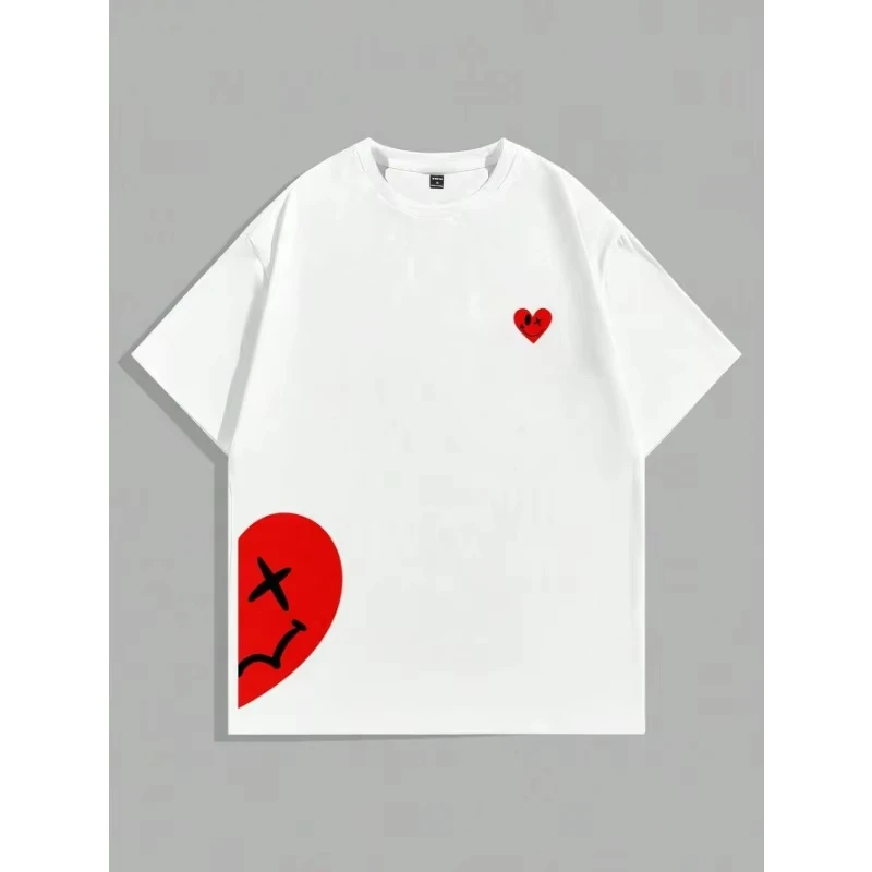 Summer New Features Smiling Face and Heart Fun Print Men's T-shirt Fashion Loose Daily Large Cotton Couple Round Neck T-shirt
Summer New Features Smiling Face and Heart Fun Print Men's T-shirt Fashion Loose Daily Large Cotton Couple Round Neck T-shirt