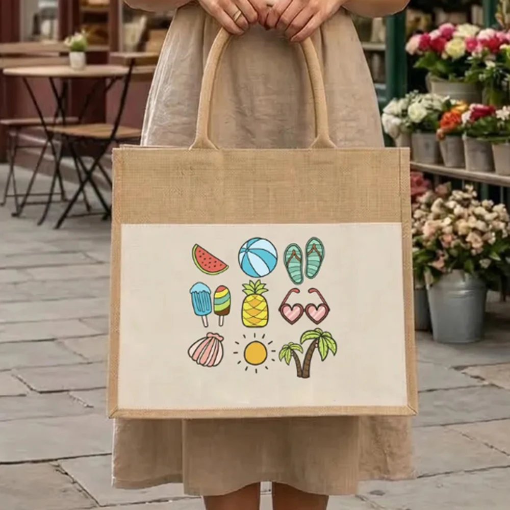 Custom Tote Bag Personalized Beach Elements Pattern Printed Jute Tote Bag Birthday Burlap Tote Bag Beach Holiday Gift
Custom Tote Bag Personalized Beach Elements Pattern Printed Jute Tote Bag Birthday Burlap Tote Bag Beach Holiday Gift