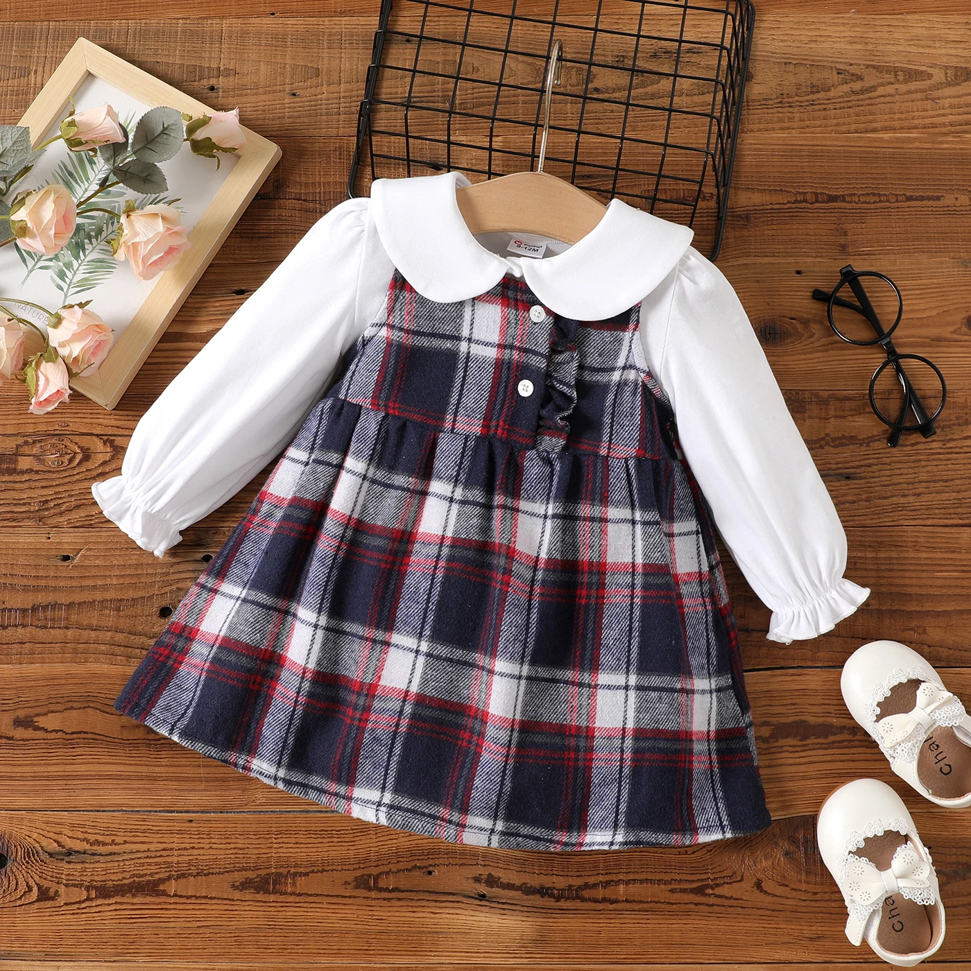 PatPat 2pcs Baby Girl Cotton Peter Pan Collar Long-sleeve Romper and Plaid Dress Set
PatPat 2pcs Baby Girl Cotton Peter Pan Collar Long-sleeve Romper and Plaid Dress Set