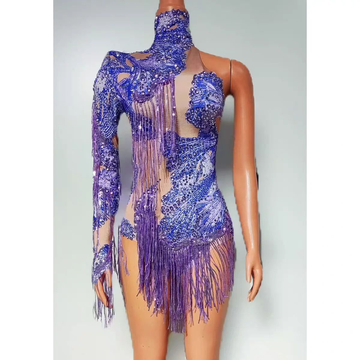 Nightclub DJ Bar Female Singer Stage Clothing Sexy Full Diamond Perspective Mesh Tassel jumpsuit Dance Team Party Theme Show
Nightclub DJ Bar Female Singer Stage Clothing Sexy Full Diamond Perspective Mesh Tassel jumpsuit Dance Team Party Theme Show