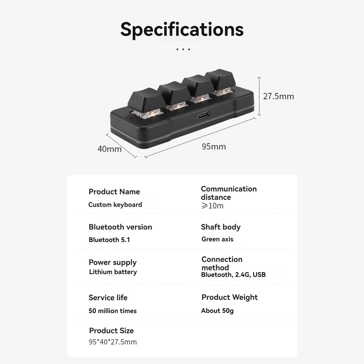 Popular MK424U 4-Key Mini Customized Keyboard with Mechanical Blue Switch USB Connection for Office Game Multimedia Black
Popular MK424U 4-Key Mini Customized Keyboard with Mechanical Blue Switch USB Connection for Office Game Multimedia Black
