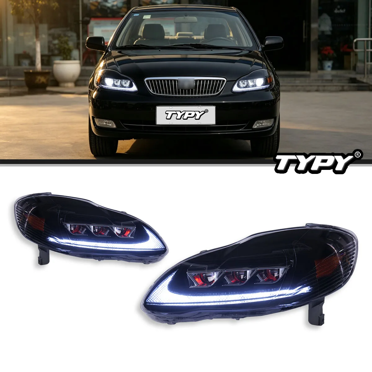 TYPY For US Toyota Corolla 2003-2008 LED Projector Headlights Sequential Turn Signal DRL Upgraded Facelift Assembly Plug & Play
TYPY For US Toyota Corolla 2003-2008 LED Projector Headlights Sequential Turn Signal DRL Upgraded Facelift Assembly Plug & Play