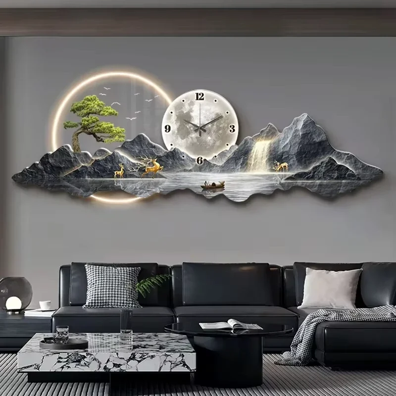 Chinese Mountain Moon LED Wall Clock for Living Room - Aesthetic Minimalist Design, Modern Home Decor Horloge Murale Wall Art 
Chinese Mountain Moon LED Wall Clock for Living Room - Aesthetic Minimalist Design, Modern Home Decor Horloge Murale Wall Art