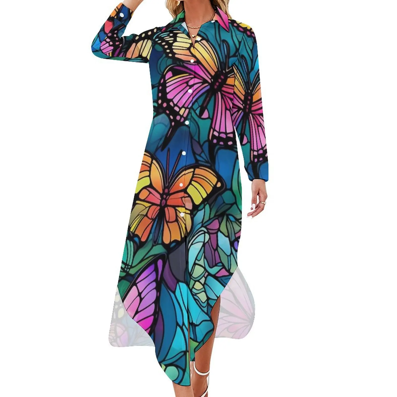 Colorful Butterflies Are Flying Chiffon Dress Elegant Dresses Street Wear Casual Dress Female Sexy Design Vestido Big Size 6XL
Colorful Butterflies Are Flying Chiffon Dress Elegant Dresses Street Wear Casual Dress Female Sexy Design Vestido Big Size 6XL