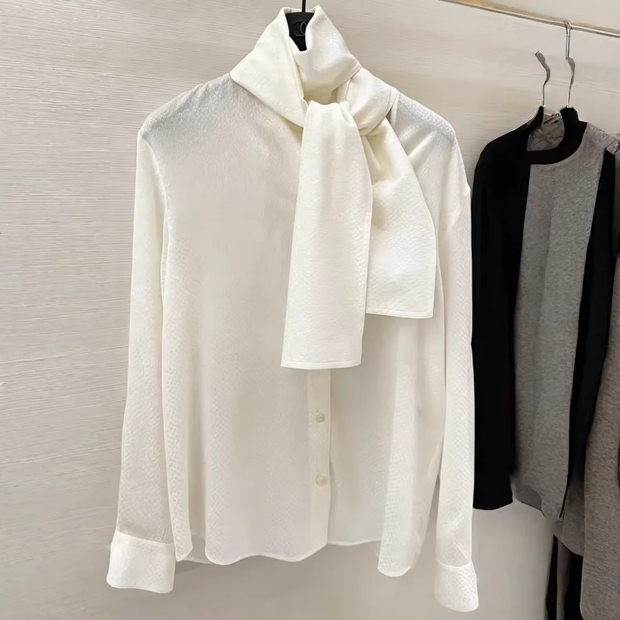 White Shirt Silk Elegant Office Ladies Chiffon Blouse Fashion Women's Bowtie Transparent Top
White Shirt Silk Elegant Office Ladies Chiffon Blouse Fashion Women's Bowtie Transparent Top