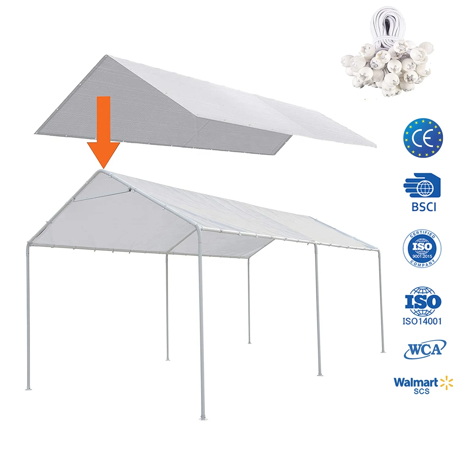 Wholesale 10x20ft Carport Replacement Canopy Cover Bungee Ball Rope Garage Top Tent Shelter Waterproof Cover Parking Lot Shed 
Wholesale 10x20ft Carport Replacement Canopy Cover Bungee Ball Rope Garage Top Tent Shelter Waterproof Cover Parking Lot Shed
