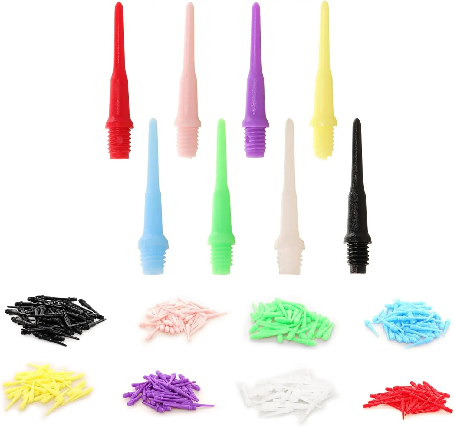 80 Pcs 2BA Thread Soft Tip Dart Points, Multicolor Plastic Replacement Tips, 1.18 inch, 8 Colors
80 Pcs 2BA Thread Soft Tip Dart Points, Multicolor Plastic Replacement Tips, 1.18 inch, 8 Colors