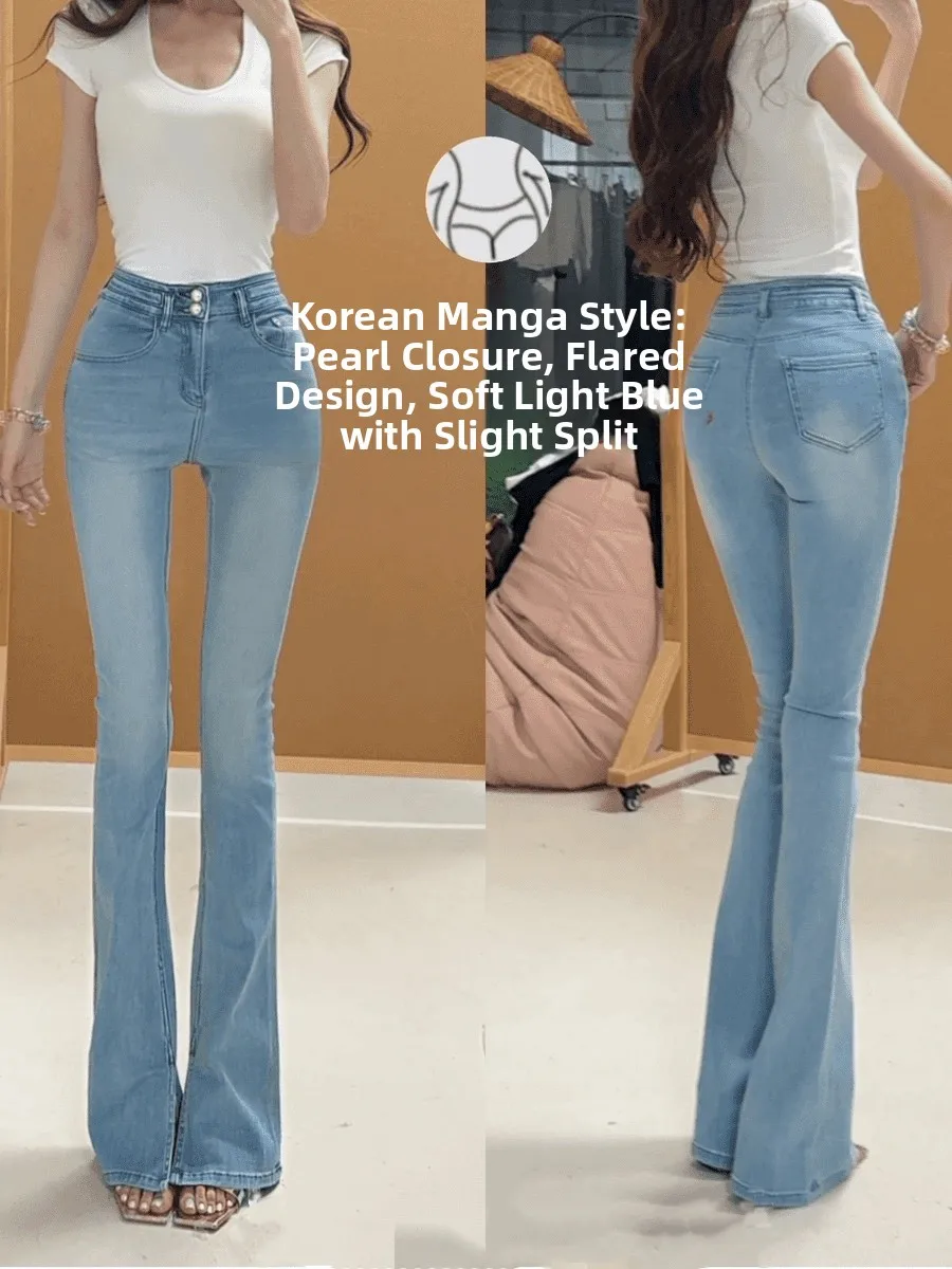 High Waist Elastic Micro Flared Denim Jeans Women's Slim Fit High Elasticity Inner Slit Comfortable Blue Color Korean Style
High Waist Elastic Micro Flared Denim Jeans Women's Slim Fit High Elasticity Inner Slit Comfortable Blue Color Korean Style