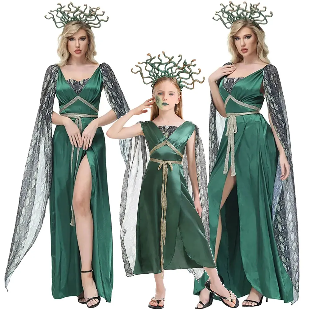 Halloween Carnival Lady Kids Greek Myth Medusa Costume Sexy Deep V Backless One Piece Tulle Cosplay Fancy Party Dress 
Halloween Carnival Lady Kids Greek Myth Medusa Costume Sexy Deep V Backless One Piece Tulle Cosplay Fancy Party Dress