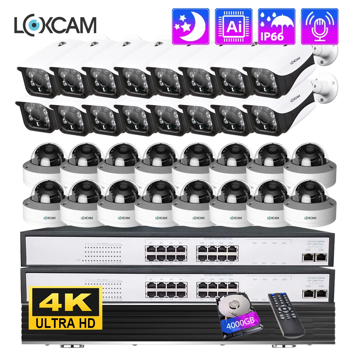 LOXCAM H.265 32 канала 4K телефон 8 Мп аудиозапись Антивандальная камера для помещений и улицы Poe Комплект видеонаблюдения
LOXCAM H.265 32 канала 4K телефон 8 Мп аудиозапись Антивандальная камера для помещений и улицы Poe Комплект видеонаблюдения