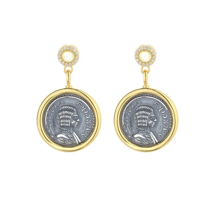 E8 ZFSILVER S925 Silver Fashion High Quality Luxury Gold Retro Roman Ancient Coins Earrings Jewelry Women Match-all Gifts Girls
E8 ZFSILVER S925 Silver Fashion High Quality Luxury Gold Retro Roman Ancient Coins Earrings Jewelry Women Match-all Gifts Girls