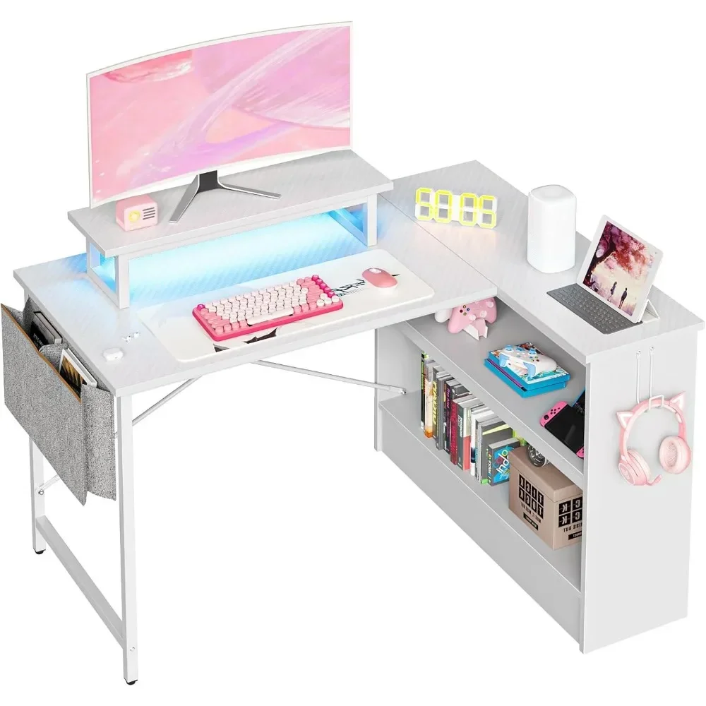 L Shaped Gaming Desk with LED Lights, 42 Inch Computer Desk with Monitor Stand & Open Storage Cabinet
L Shaped Gaming Desk with LED Lights, 42 Inch Computer Desk with Monitor Stand & Open Storage Cabinet
