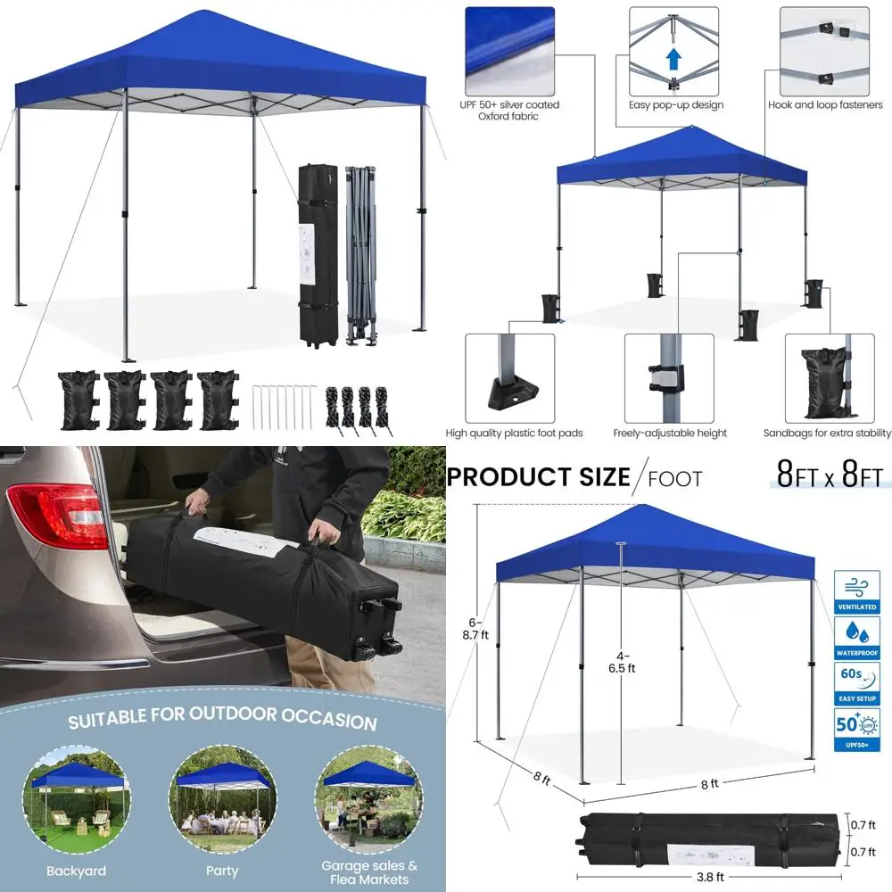 Yaheetech 8x8 Pop Up Canopy Easy Set-up Tent, Portable Outdoor Canopy Instant Tent, Commercial Gazebo with Wheeled Carry Bag & 4
Yaheetech 8x8 Pop Up Canopy Easy Set-up Tent, Portable Outdoor Canopy Instant Tent, Commercial Gazebo with Wheeled Carry Bag & 4