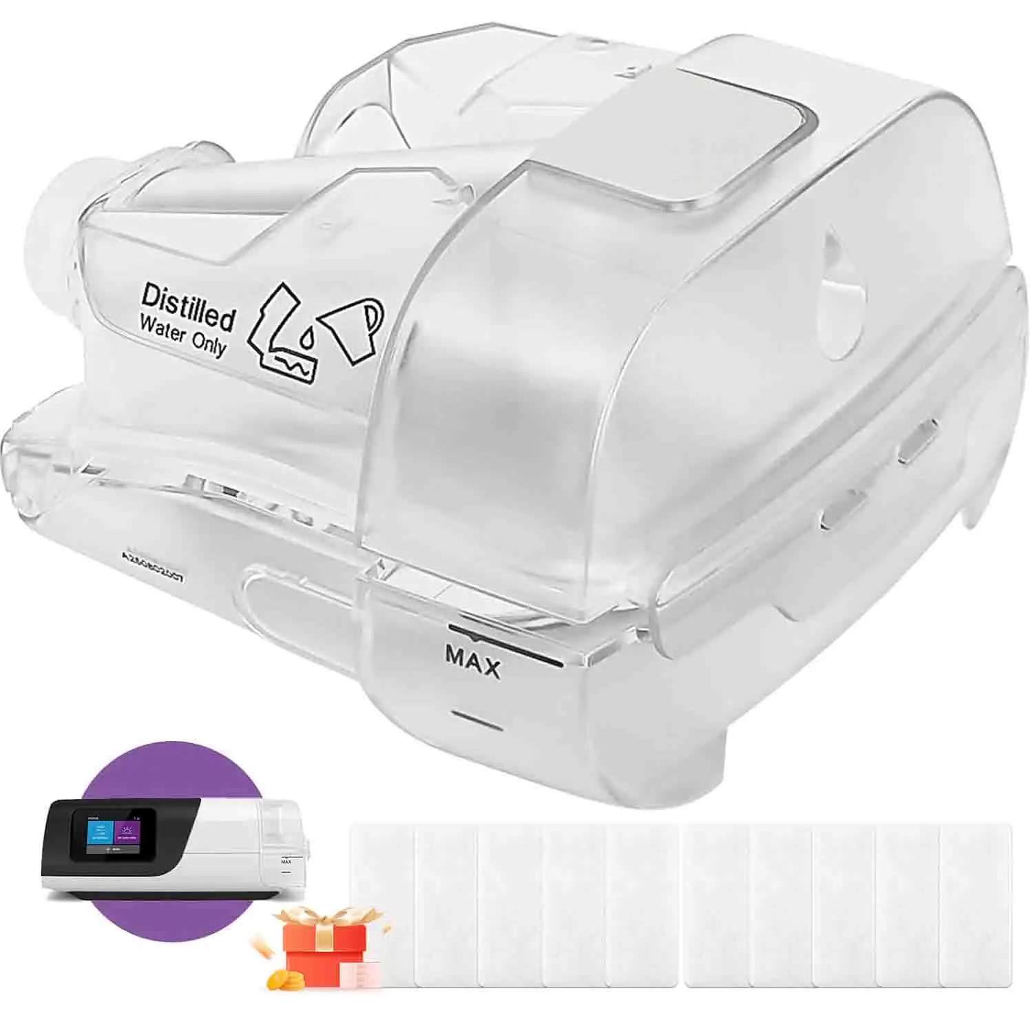 Water Chamber for AirSense 11, with 10 Packs CPAP Filters, Perfect Fit and Seal Water Tank Compatible with AirSense 11 Machine
Water Chamber for AirSense 11, with 10 Packs CPAP Filters, Perfect Fit and Seal Water Tank Compatible with AirSense 11 Machine