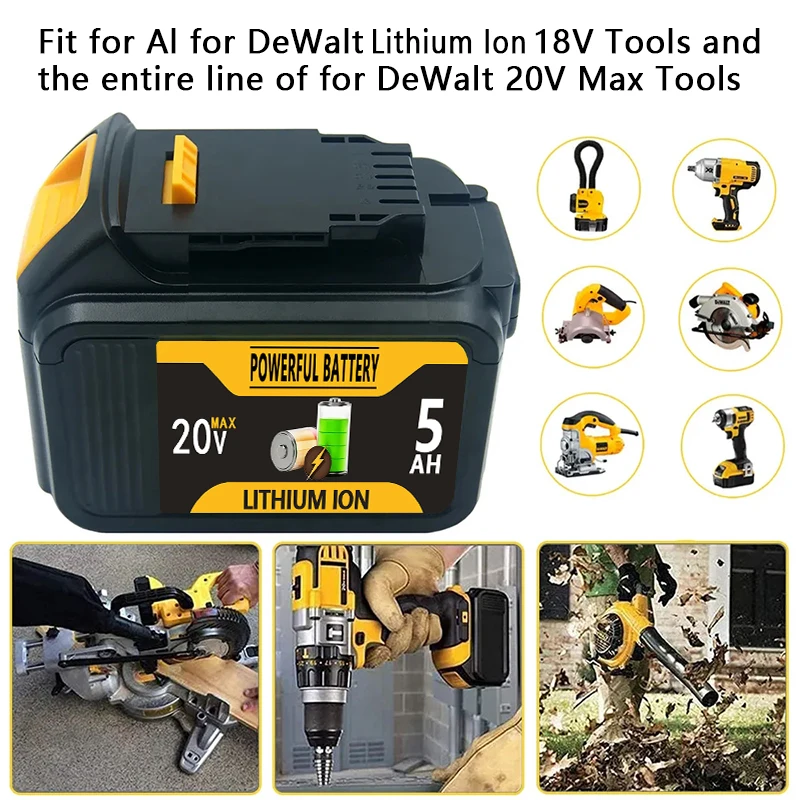 Original 20V 5.0Ah 18650 Battery 18V MAX Power Tools Replacement Battery, For Dewalt DCB200 DCB205 DCB206-2 DCB204
Original 20V 5.0Ah 18650 Battery 18V MAX Power Tools Replacement Battery, For Dewalt DCB200 DCB205 DCB206-2 DCB204