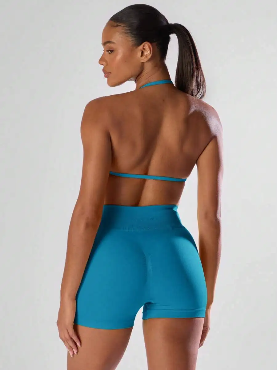 Solid Ruched Bust Open Back Halter Sports Bra For Women Workout Gym Running Tennis Pickleball
Solid Ruched Bust Open Back Halter Sports Bra For Women Workout Gym Running Tennis Pickleball
