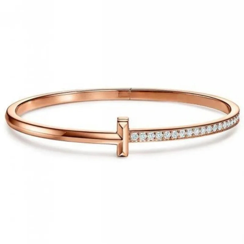 Polished Half Diamond Pavé T-Style Bangle for Everyday & Occasion Wear
Polished Half Diamond Pavé T-Style Bangle for Everyday & Occasion Wear