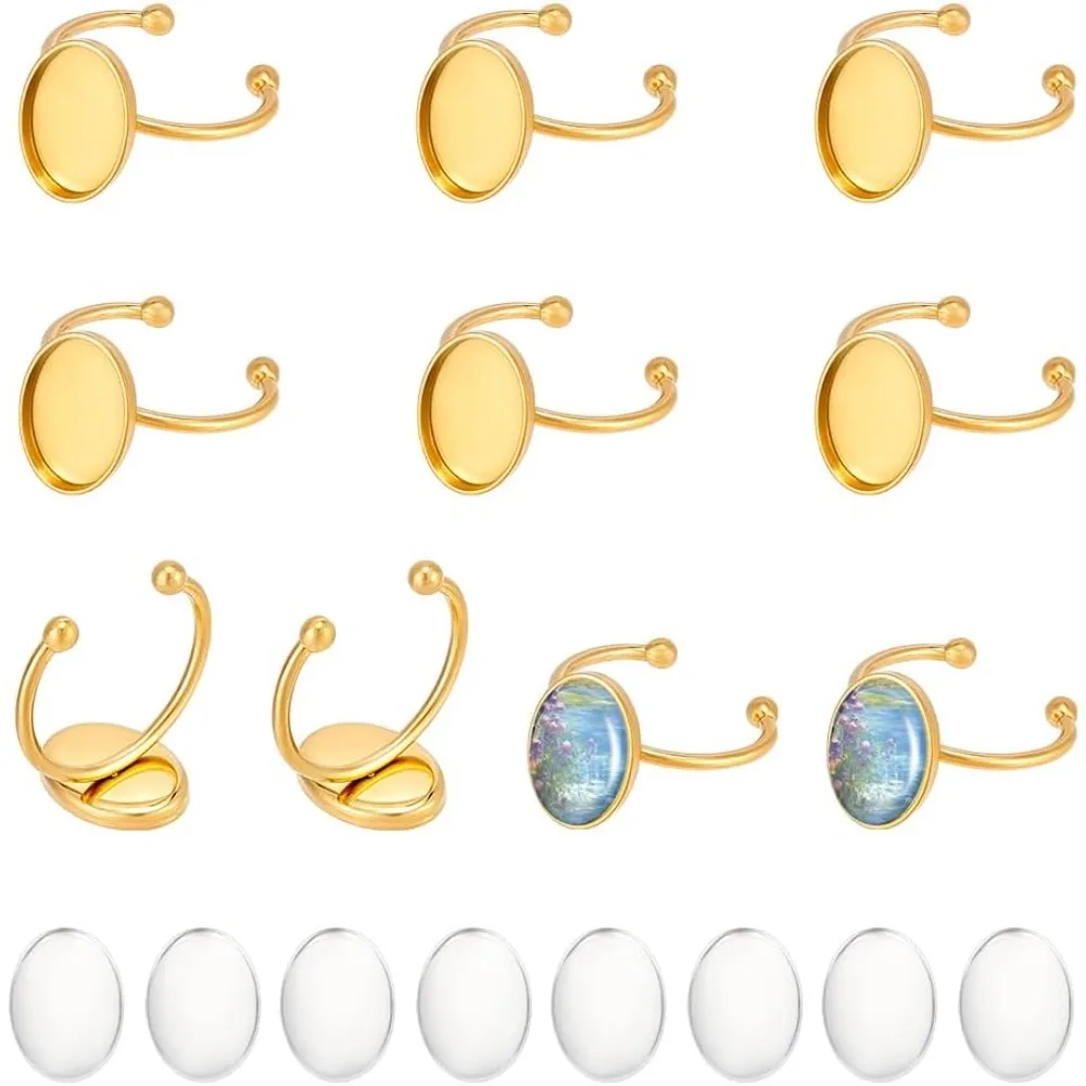 10 комплектов заготовки для колец с покрытием 18 карат, регулируемые открытые кольца-манжеты, заготовки для колец из нержавеющей стали, овальный лоток с кабошоном
10 комплектов заготовки для колец с покрытием 18 карат, регулируемые открытые кольца-манжеты, заготовки для колец из нержавеющей стали, овальный лоток с кабошоном