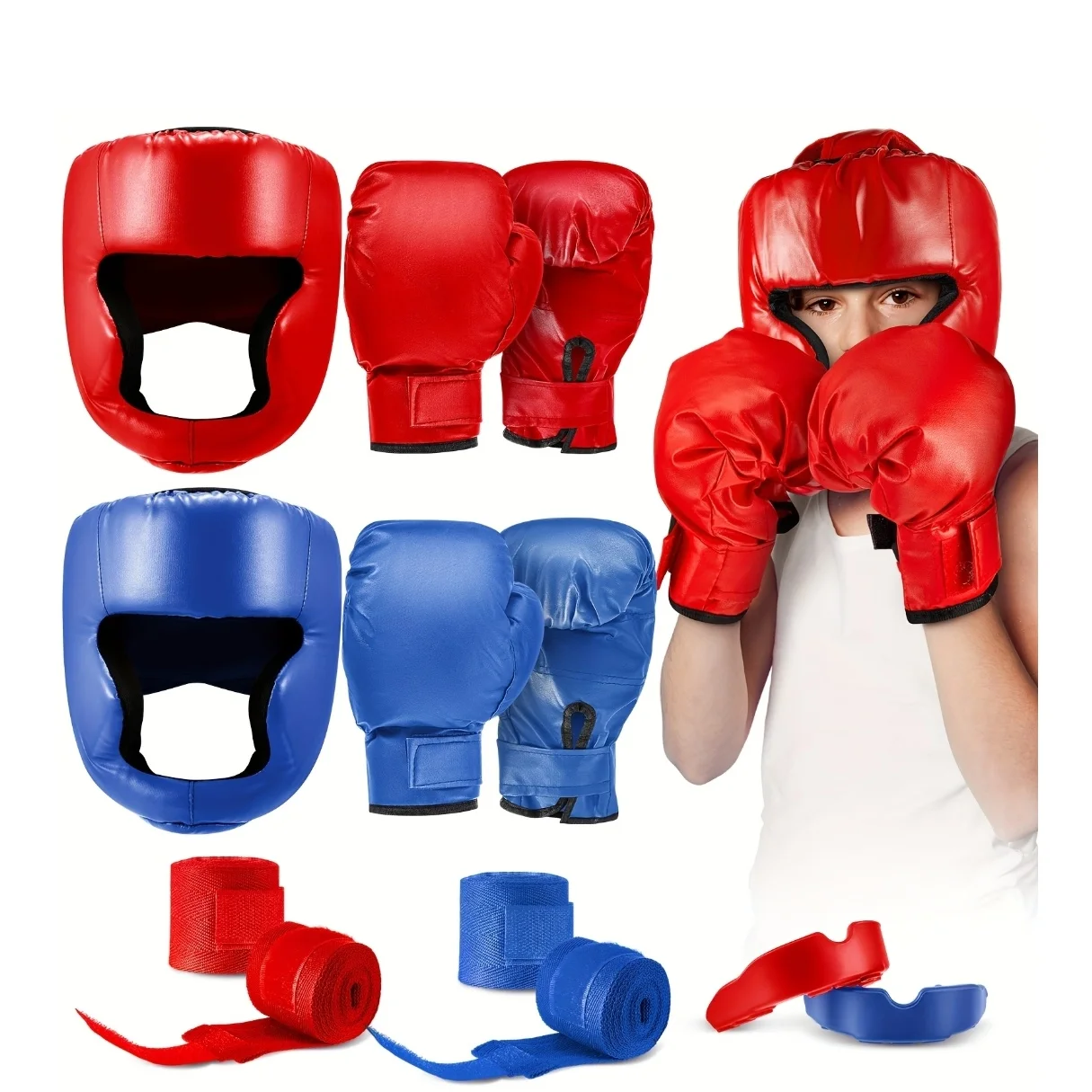 12pcs 10 Oz Boxing Equipment Set for Beginners Including Boxing Helmet And Gloves Hand Wraps Sport Mouthguards Taekwondo Sparring Gear(2 Packs)
12pcs 10 Oz Boxing Equipment Set for Beginners Including Boxing Helmet And Gloves Hand Wraps Sport Mouthguards Taekwondo Sparring Gear(2 Packs)